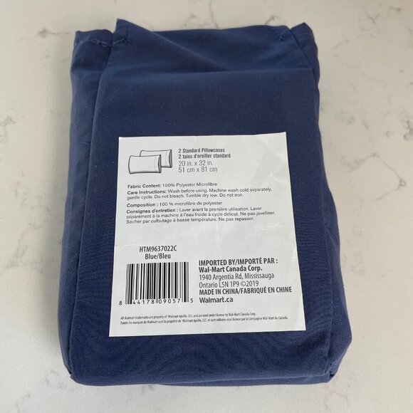 Hometrends Embroidered Luxury Microfibre Standard Pillowcases 2 pouches Blue - Picture 3 of 5